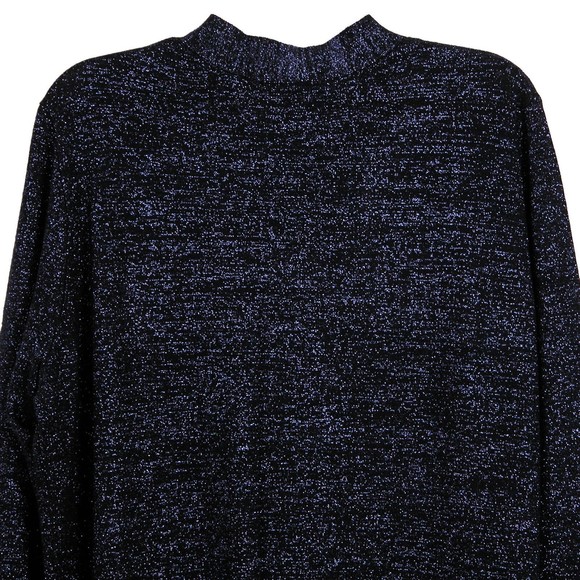 Lane Bryant Womens Sweater Dress 22/24 Metallic Sparkle Blue Tie Neck Career New - Picture 7 of 11